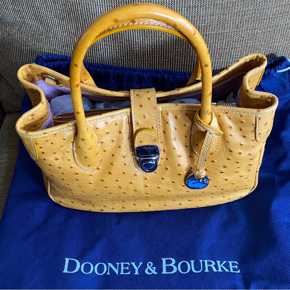 Dooney & Bourke Orange Satchel Bag Ostrich-Embossed